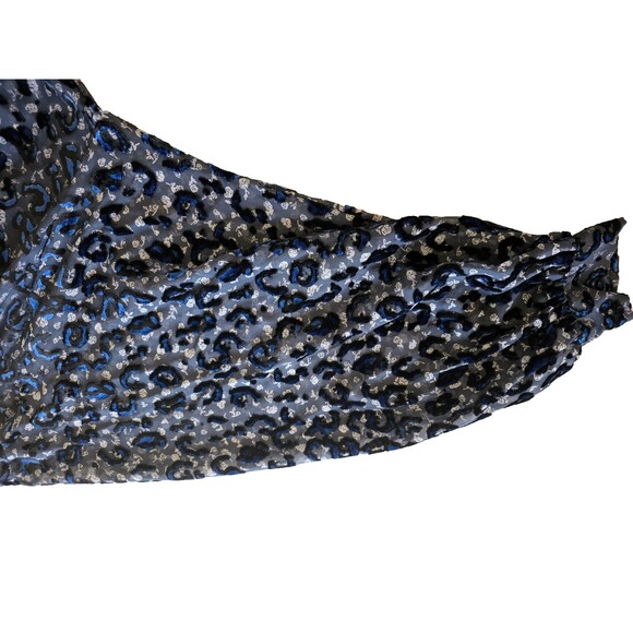 ZARA Burnout Velvet Abstract Print Blouse L Sexy Slits Dolman Sleeve Side Zip - Picture 3 of 10